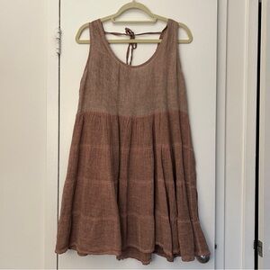 New Collection Sleeveless Tiered Boho Top Shirt with Tie-Back in Pink (Size XL)